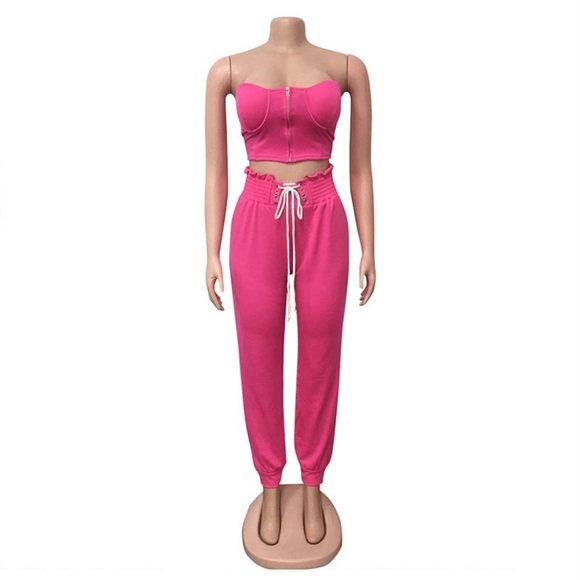 Casual zipper tube/high waisted two piece set - Picture 3 of 6